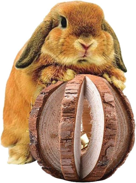 5 Pcs Hamster Chew Toys, Natural Wooden Chew Toy Set with Bell for Teeth Grinding, Dumbbell Roller Unicycle Molar Ball, Small Animals Toys for Rabbit Guinea Pig Chinchilla Gerbil Bird