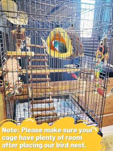 MEWTOGO Small Winter Warm Bird Nest House with Support Board for Cage | Comfortable Bird Bed with Mat, Hanging Hammock Hut Gift, for Budgerigar Canaries Lovebirds, 6.5"D x 6.5"W x 7"H - size: Small