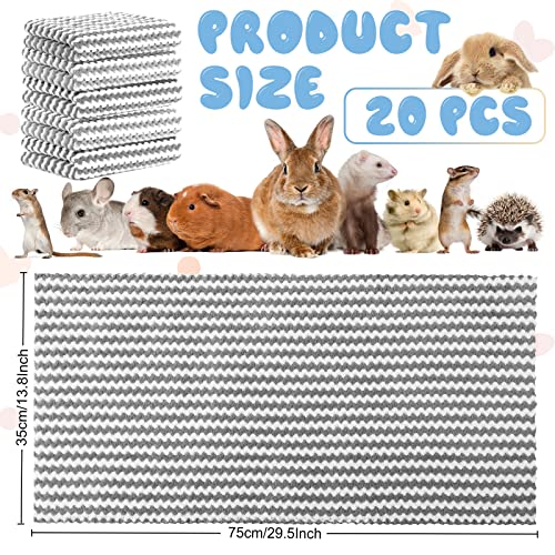 Moukeren 20Pcs Guinea Pig Fleece Bedding Blankets Bulk Washable Small Animal Fleece Cage Liners Pet Wash Cloth Sleeping Mat Cover for Hamster Chinchilla Rabbit Hedgehog(Light Gray, 14 x 30 Inch) - color: Light Gray, size: 14 x 30 Inch, style: Modern