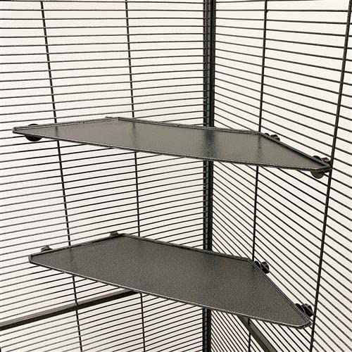 Exotic Nutrition Corner Shelves (2 Pack) Metal Cage Accessory Shelves for Sugar Gliders, Squirrels, Chinchillas, Prairie Dogs, Degus, and Other Chewing Animals