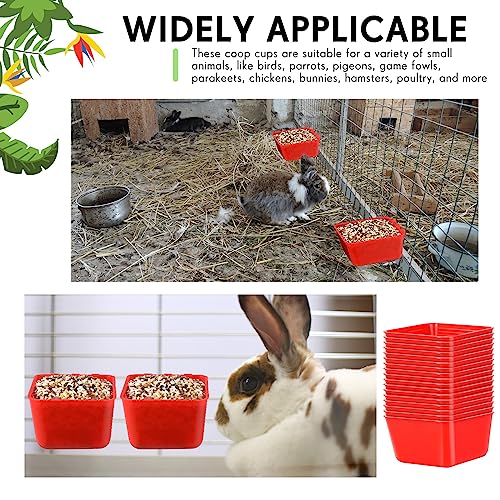 50 Pcs Cage Cups Chicken Feeder Cups 16 oz Hanging Bird Food Water Bowl Bunny Cage Feeding Dish for Pet Parrot Rooster Parakeet Poultry Pigeon(Red) - color: Red