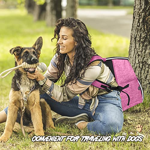 BAGLHER丨Dog Travel Bag Backpack, Airline Approved Pet Supplies Backpack, Dog Travel Bag with 2 Silicone Collapsible Bowls and 2 Food Baskets Pink - color: Pink