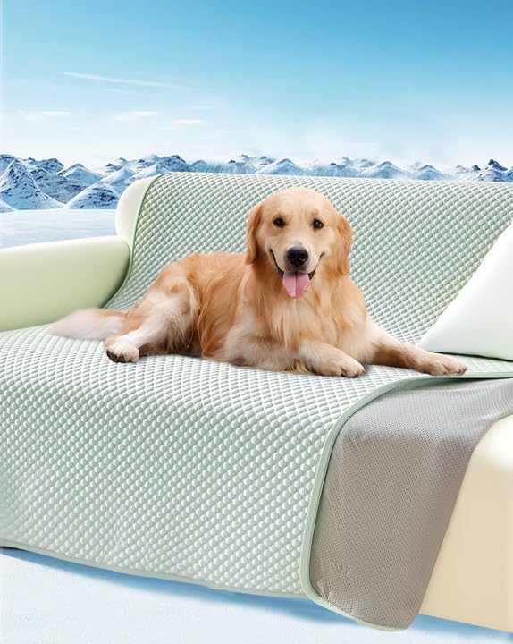 Lekereise Cooling Mat for Dogs - Self-Dog Cooling Mat Indoor, Pressure-Activated Cold Blanket for Sofa, Floor & Car, Crate, 27.6"x 69", Green - size: S(27.6"x 69"x 0.79")