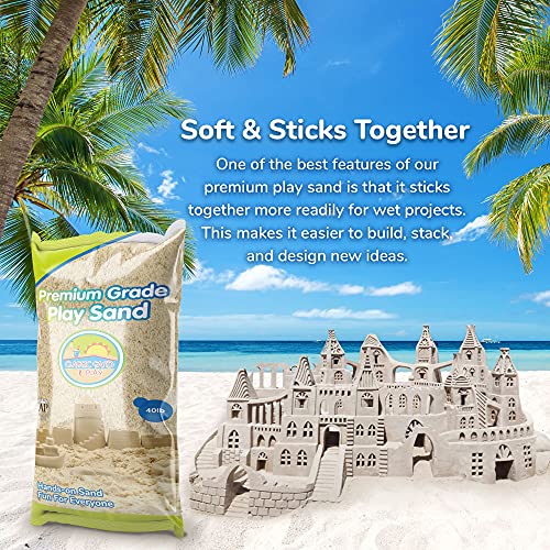 Classic Sand and Play Sand for Sandbox, Table, Therapy, and Outdoor Use, 40 lb. Bag, Natural, Non-Toxic, Wet Castle Building for Creativity and Stimulates Sensory Skills - size: 40 lb