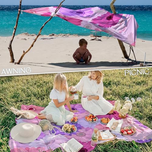 BYDOLL Beach Blanket Waterproof Sandproof,78''X81''/78''X110'' Large Sand Free Oversized Lightweight Sand Resistant Blanket, Picnic Mat for Beach Travel Camping Hiking Essentials - color: Daisy, size: 78''X81"