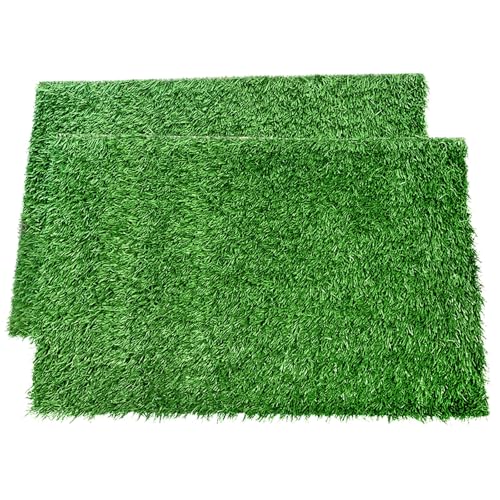 LOOBANI Dog Grass Pee Pads, 2 Pack Artificial Grass for Potty Tray, 14x18in | Replacement Turf, Pet-Friendly, Easy to Clean, Washable, Fake Grass Mat for Puppy to Pee on, Outdoor Indoor Pee Grass Patch - size: 14*18 inch