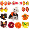 PET SHOW 4pcs Small Dogs Collar Flowers and Bows Charms For Festival Holiday Party Cats Rabbits Slides on Collars Leashes Puppies Medium Dog Collar Attachment - color: Thanksgiving-12pcs