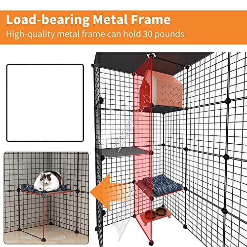 Oneluck Extra Large Cat Cage,4-Tier Catio, DIY Metal Cat Enclosure with Platforms,55 Inch Indoor Cat Cage for 1-3 Cats, Indoor Cat Playpen for Cats Rabbits Small Animals - size: 41.3"L x 27.6"W x 55.1"H