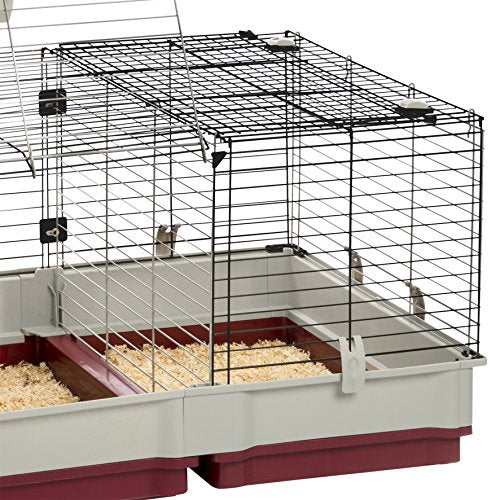 Ferplast Krolik Extra-Large Rabbit Cage w/Wire Extenstion | Rabbit Cage Includes All Accessories & Measures 55.9L x 23.62W x 19.68H & Includes All Accessories | 1-Year Manufacturer's Warranty - style: Rabbit Cage w/ Wire Hutch