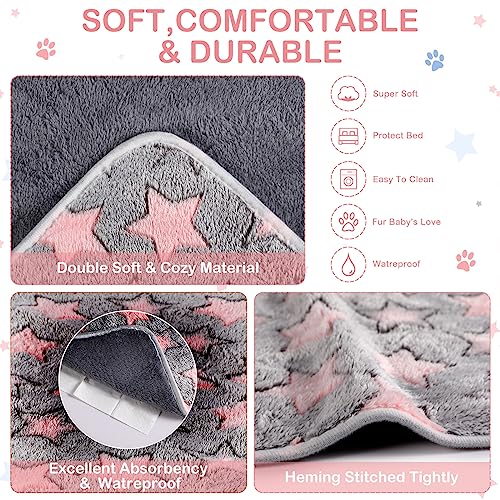 Reginary 4 Pcs Waterproof Guinea Pig Blankets Washable Small Animal Fleece Bedding Absorbent Guinea Pig Cage Liners Reusable Training Pee Pad Pet Sleep Mat for Hamster(Cute Star Pattern,12 x 12 Inch) - size: 12 x 12 Inch
