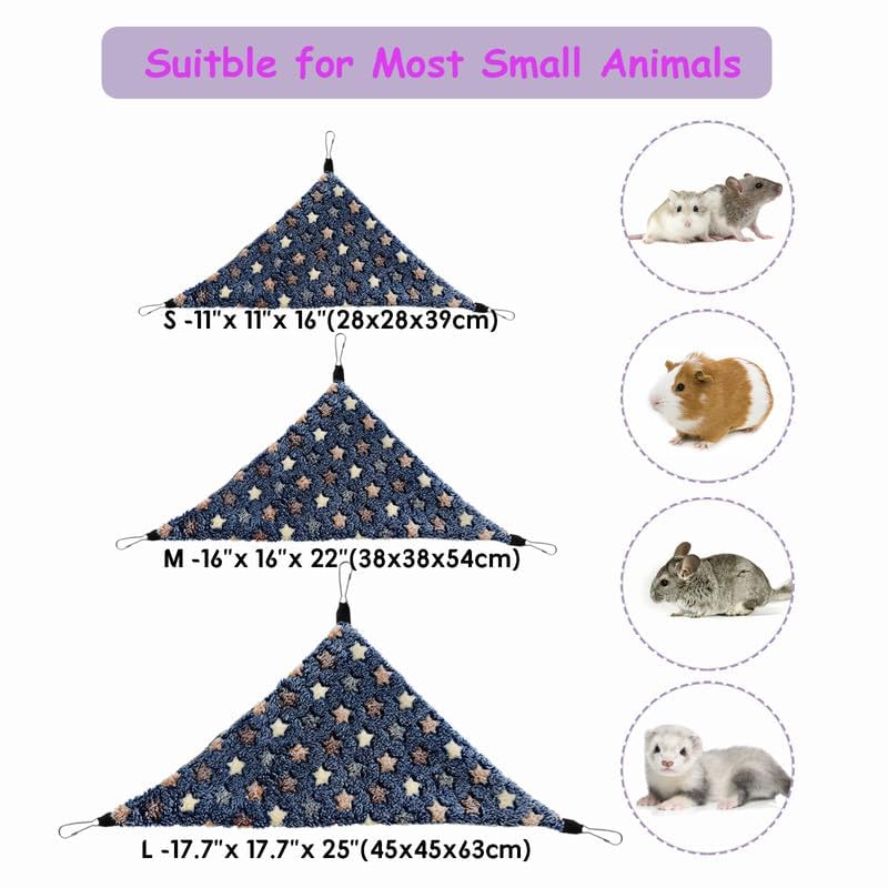Guinea Pig & Rat Hammocks, Perfect for Pet Critter Cages, 2 Pack | Come with Hooks | Ideal Hanging Hammocks for All Small Animals: Chinchillas, Squirrels, Hamsters. M, PinkStars+BlueStars - color: STPink+Blue, size: Medium