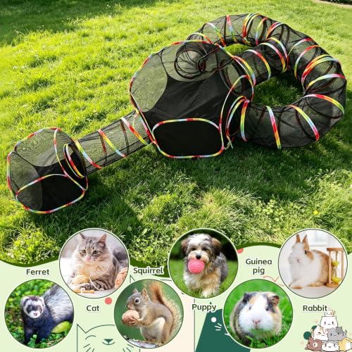 CypherX Outdoor Cat Enclosure,Portable Cat Tent with Tunnel Popup Catio | 4-in-1 modular design: 2 tents,11.8" wide tunnels & carry bag. Durablepop-up setup for small animals, rabbits & cats. - size: 4 in 1 Playhouse(11.8"W)