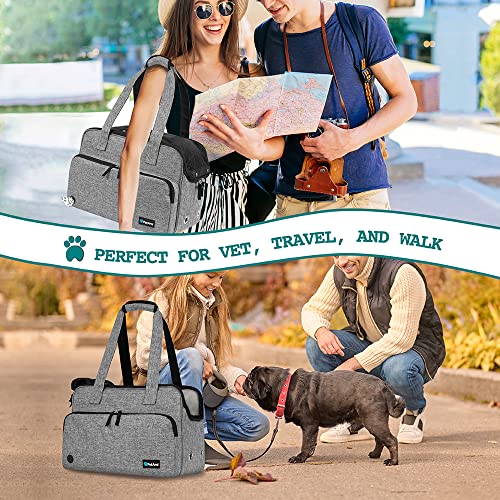 PetAmi Small Dog Purse Carrier, Soft-Sided Pet Carrier Bag with Pockets, Portable Puppy Cat Travel Handbag Tote, Airline Approved Breathable Mesh, Poop Bag Dispenser, Sherpa Bed, Max 18 lbs, Gray - color: Heather Gray