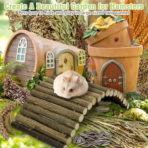 Tfwadmx Hamster Ladder Bridge & Small Animal Natural Ear of Grain Spray Hamster Bedding Habitat Decor Flexible Bendy Hamster Climbing Toy for Dwarf Syrian Mice Gerbils - size: 8.7 x 3.9 inches