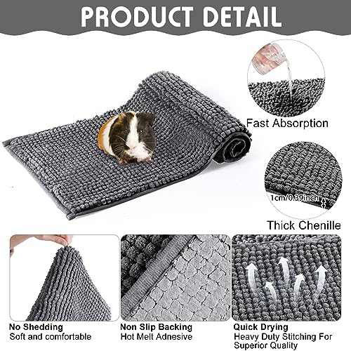 4 Pcs Guinea Pig Cage Liner 47 x 24 Inch Washable Chenille Pee Pads Pet Dog Cat Bedding Training Mat Reusable for Small Animals Puppy Bunny Hamster Chinchilla - color: Dark Gray, size: 47 x 24 Inch, style: Low Pile Chenille