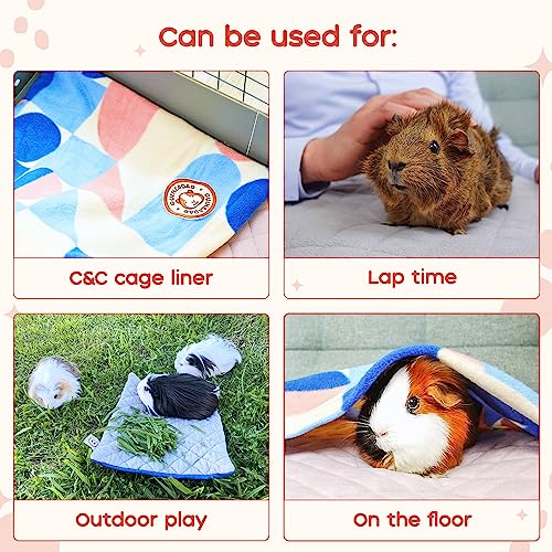 GuineaDad Premium Liner – Fleece Guinea Pig Cage Liner – Ultra-Plush Reusable Fleece Bedding with Waterproof Bottom – Extra Absorbent Liner for 2x4 C&C Cage (Cotton Candy)