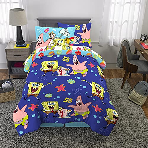 Franco Kids Bedding Super Soft Comforter and Sheet Set with Sham, 5 Piece Twin Size, Spongebob Squarepants - color: Spongebob Squarepants, size: 5 Piece Twin Size
