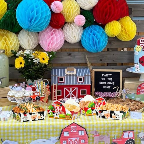 36 Pieces Farm Animal Paper Snack Bowl, Disposable Farm Theme Food Tray, Farm Birthday Party Decoration
