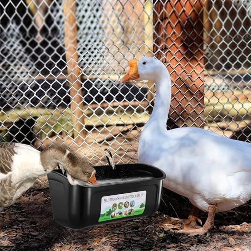 Chicken Feeder Waterer, 10 Pack Duck Feeder Supplies, Hanging Fence Feed Trough with Clips for Goat, Sheeple, Piglet, Gooses, Turkeys, Dog Livestock Poultry, Black - color: 10 pack Black