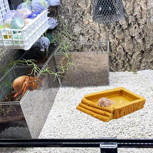 Hermit Crab Pool, Resin Reptile Water Bowl & Bathing Dish, Aquarium Tank Cage Habitat Accessories for Small to Medium Hermit Crab Turtles Lizard Frog Gecko Bearded Dragon