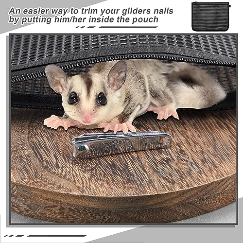 Abbylike 2 Pcs Sugar Glider Nail Trimmer Nails Trimming Pouch Mesh 7.87 x 9.84 inches Trim Bag for Guinea Pig Rat Ferrets Small Pets, Black