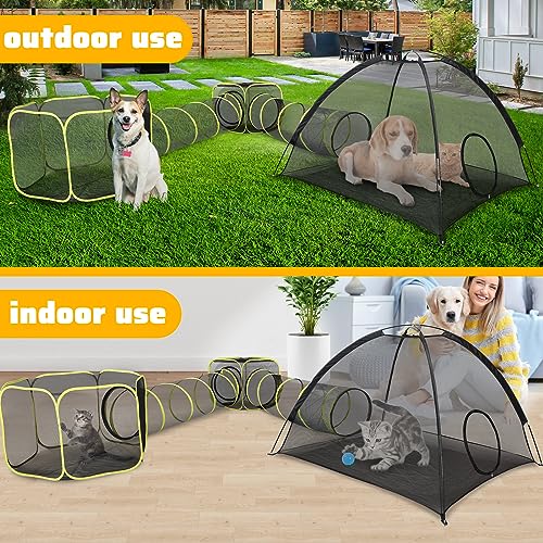 Wilwolfer 5 in 1 Cat Enclosure - Outdoor Cat Tent with Tunnel & House - Portable Pet Playpen for Cats, Puppies & Small Animals - size: 5PC Cat Tent with Tunnel