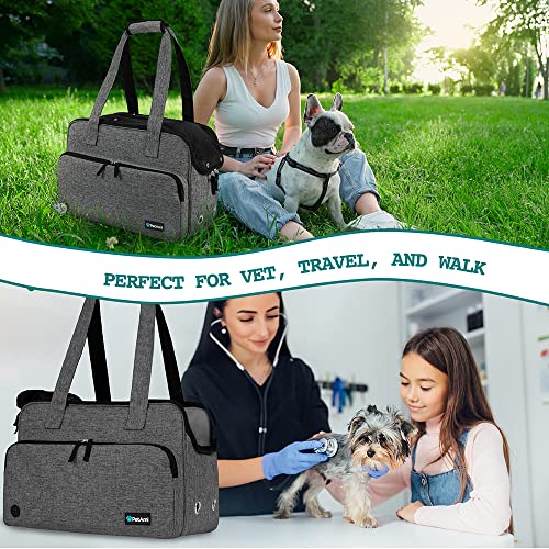 PetAmi Small Dog Purse Carrier, Soft-Sided Pet Carrier Bag with Pockets, Portable Puppy Cat Travel Handbag Tote, Airline Approved Breathable Mesh, Poop Bag Dispenser, Sherpa Bed, Max 18 lbs, Dark Gray - color: Heather Charcoal