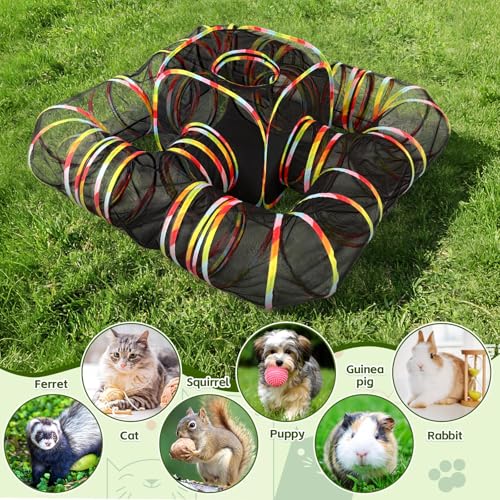 CypherX Outdoor Rainbow Cat Enclosure, 5 in 1 Portable Cat Tents for Outside Cage Free Outside Pet Enclosure Cat Tunnel Outdoor Playground for Indoor Cats and Small Animals - size: 5 in 1 Haven(11.8"W)