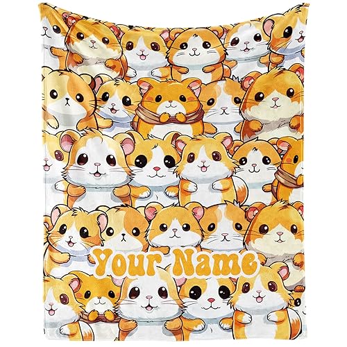 Custom Hamster Blanket for Kids Teens Adults Gifts, 80” x 60” | Soft Flannel, Lightweight but warm, Machine washable, HD print, Wrinkle & shrink resistant, Anti-pilling, Suitable all ages - color: Hamster Blanket 1 Custom, size: Twin(60"x80")