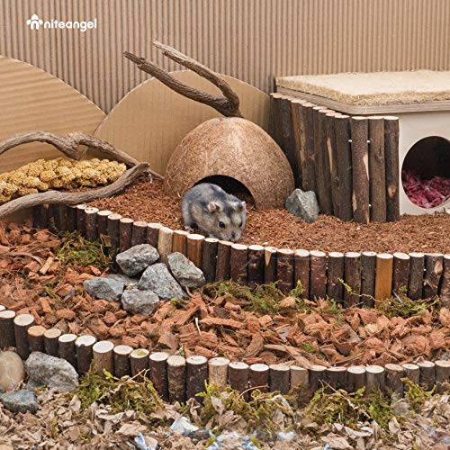 Niteangel Natural Coco/Cork Hamster Bedding: 4L Absorb Odors & Low Dust | Encourages Digging & Burrowing Instinct - Pet Litter for Dwarf Syrian Hamsters Gerbils mices Degus or Other Small Animal - size: 4L