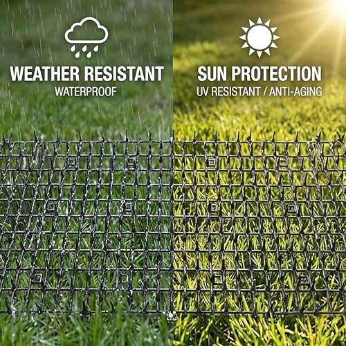 Cat Scat Mat with Spikes for Outdoor and Garden | 6.5 Feet Cat Deterrent Mat with Gentle Spikes for Dogs and Raccoons, with 8 Ground Stakes & 8 Zip Ties, 78.74" x 11" (Black) - color: Black