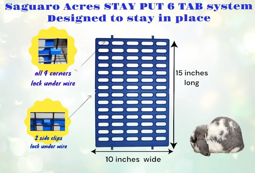 Saguaro Acres Rabbit Cage Resting Mat - Pack of 6 (Blue) - color: Blue
