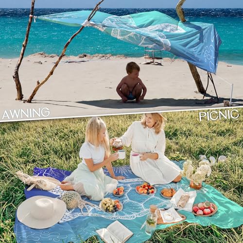 BYDOLL Beach Blanket Waterproof Sandproof,78''X81''/78''X110'' Large Sand Free Oversized Lightweight Sand Resistant Blanket, Picnic Mat for Beach Travel Camping Hiking Essentials - color: Sea Turtle, size: 78''X81"