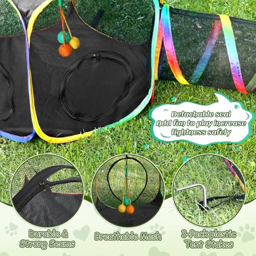CypherX Outdoor Rainbow Cat Enclosure, 5 in 1 Portable Cat Tents for Outside Cage Free Outside Pet Enclosure Cat Tunnel Outdoor Playground for Indoor Cats and Small Animals - size: 5 in1 Loop(11.8"W)