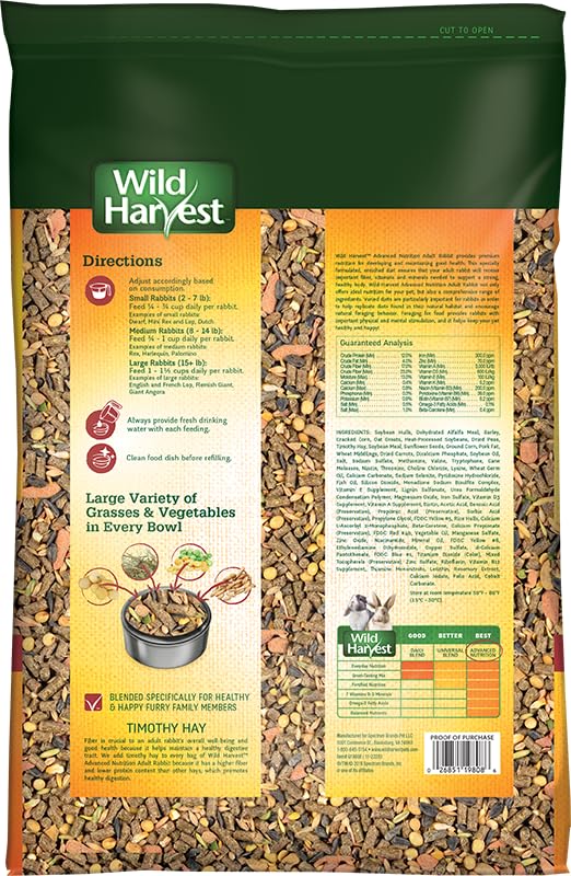 Wild Harvest Advanced Nutrition Diet For Adult Rabbits, 8 Lbs - size: 8 Pound (Pack of 1)