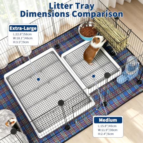 FHTONGE 4 in 1 Ultra Large Rabbit Litter Box with Feeder Combo Set for Cage | Metal Hay Rack, Water Bottle, Food Bowl, Low Entry Trainer Tray, Bunny Toilet and Feeder for Small Animal Rodent Ferret Rat - size: 22x18x3"(58x46x9cm)