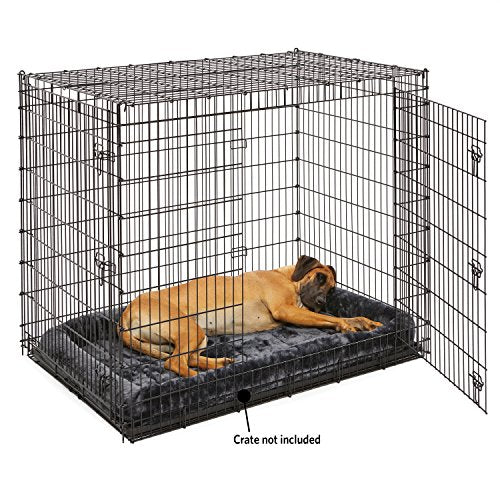 MidWest Homes for Pets QuietTime Giant Dog Bed - Gray Faux Fur Bolster, Ultra-Soft and Machine Washable, Fits 54-Inch Crates and Carriers, for XXL Breed Dogs - color: Grey, size: 54 Inch
