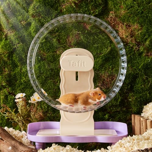 Quiet Hamster Wheel 8.7 Inch Dual-Bearings Silent Small Animals Running Exercise Wheel Height Adjustable for Syrian Hamsters, Gerbils, Rats, or Other Small Pets, Transparent - color: Transparent, size: 8.7inch