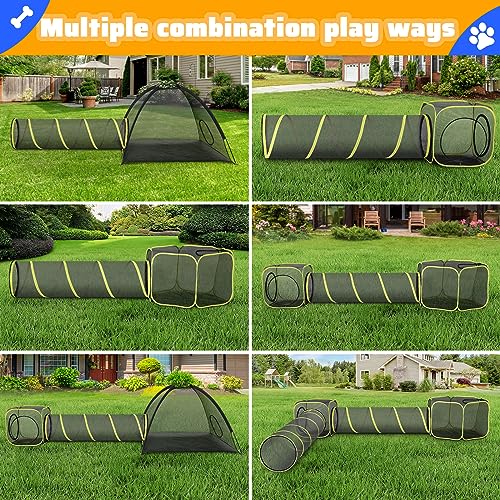 Wilwolfer 5 in 1 Cat Enclosure - Outdoor Cat Tent with Tunnel & House - Portable Pet Playpen for Cats, Puppies & Small Animals - size: 5PC Cat Tent with Tunnel