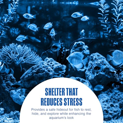 Penn-Plax Deco-Replicas Granite Aquarium Ornament & Hideaway – Realistic Stone Appearance – Safe for Freshwater and Saltwater Tanks – Small Size, White (RR1071) - size: Small
