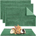 4 Pcs Guinea Pig Cage Liner 16 x 24 Inch Washable Chenille Pee Pads Pet Dog Cat Bedding Training Mat Reusable for Small Animals Puppy Bunny Hamster Chinchilla - color: Dark Green, size: 16 x 24 Inch, style: Low Pile Chenille