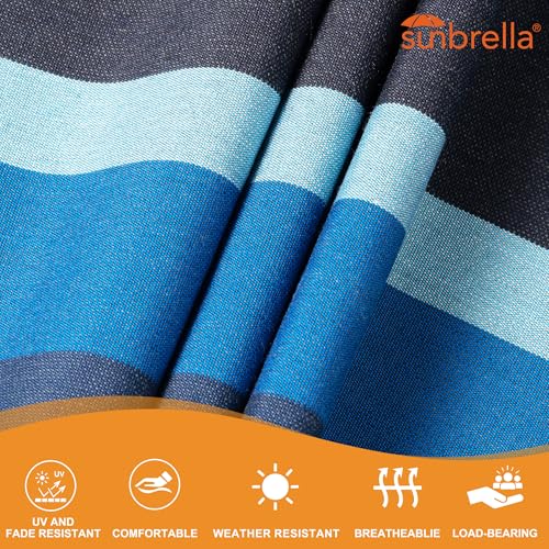 Lazy Daze 12 FT Sunbrella Quilted Hammock, Non-Fading Double Hammock | 2 Person Hammock with Pillow, Straps, Carabiners , All Weather Fade Resistant for Outside, Gateway Indigo - color: Gateway Indigo