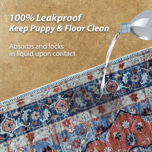 nunubaby Washable Pee Pads for Dogs, Stylish, Non-Slip and Leak-Proof Pee Pads. Reusable Potty Pads for Dogs for Crates and Floors.(Red/Floral,18" x24" ) - color: Red/Floral, size: 18x24 Inch (Pack of 2)
