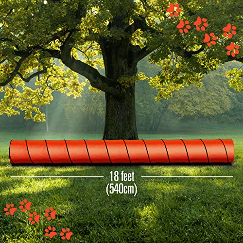 Houseables Dog Agility Tunnel, Dog Tunnel, Agility Equipment, 18 Feet, Puppy Obstacle Course, Crawling, Pet Playground, Small, Medium, Large, Indoor/Outdoor, Play, Pop Up Set, Exercise Tube, Toy, Red | Houseables Agility Equipment, Puppy Obstacle Course,