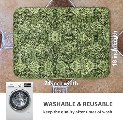 nunubaby Washable Pee Pads for Dogs, Stylish, Non-Slip and Leak-Proof Pee Pads. Reusable Potty Pads for Dogs for Crates and Floors.(Green/Multi,18" x24" ) - color: Green/Multi, size: 18x24 Inch (Pack of 2)