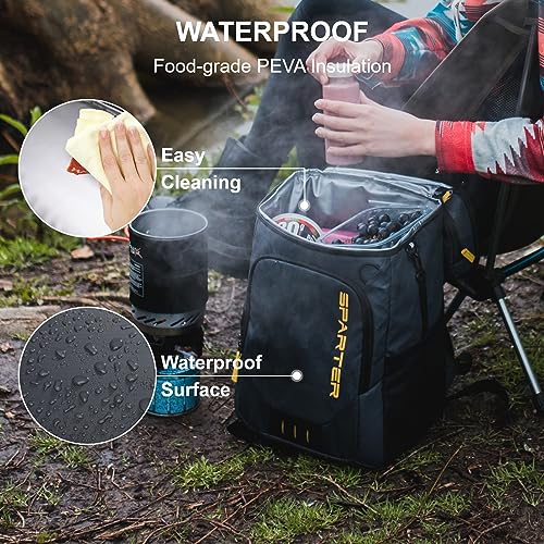 SPARTER Backpack Cooler Insulated Leak Proof 33/49 Cans, 2 Insulated Compartments Thermal Bag, Portable Lightweight Beach Travel Camping Lunch Backpack for Men and Women - color: Dark Gray, size: 33 Can