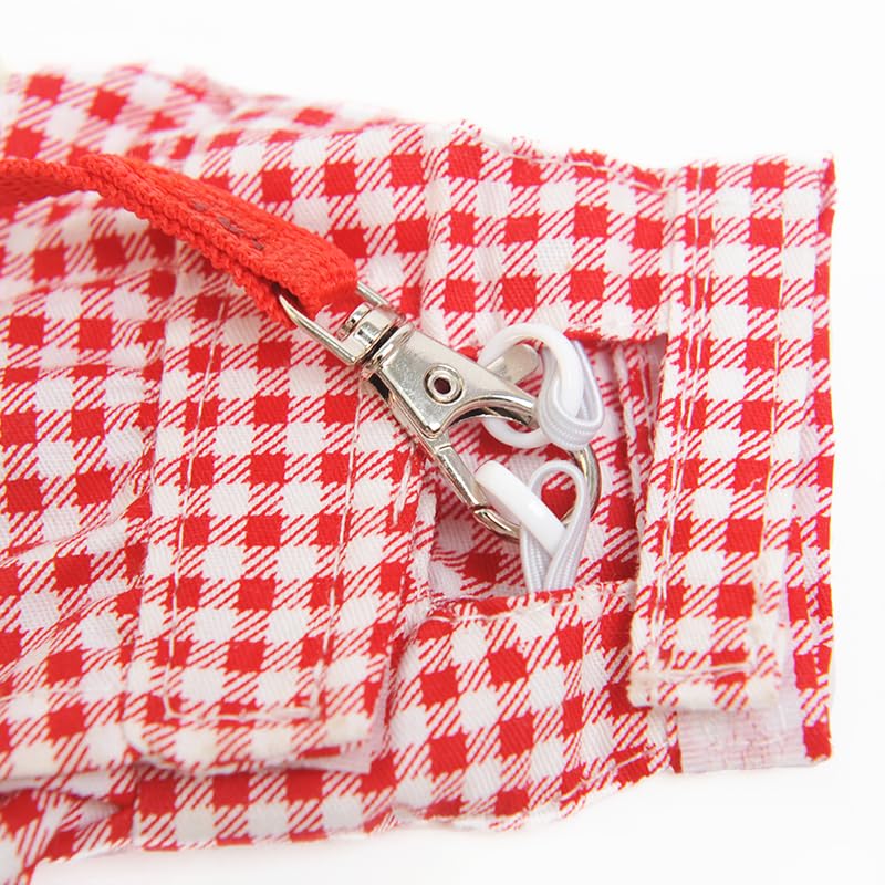 Squirrel Harness and Leash Set,Small Animal Dress Vest for Fancy Rats, Sugar Gliders and Small Pets, Adjustable Walking Outfit with 4FT Leash,Red Plaid, S,1530-1 - color: Red Plaid, size: S: 4-6" Neck, 6-7.5" Chest, Squirrel/Rat