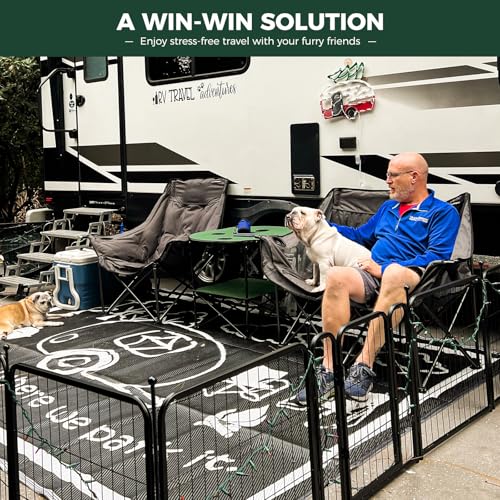 FXW Rollick Dog Playpen, Indoor, Yard & RV Camping, 24" H, 16 Panels | Easy setup, Heavy-duty, DIY layouts, Walk-through gate, for Puppies & Small Dogs, Patented - color: Black, size: 24"H