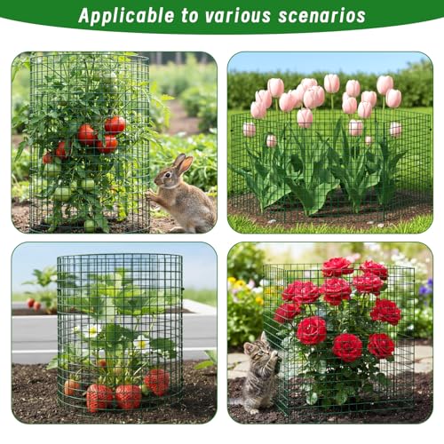 Plant Protectors from Animals - DIY Reusable Plant Cages for Outdoor Plants, Square Mesh Plant Covers Kits, 12"x12" Panels (6/18/30 Pcs) (30, Dark Green)