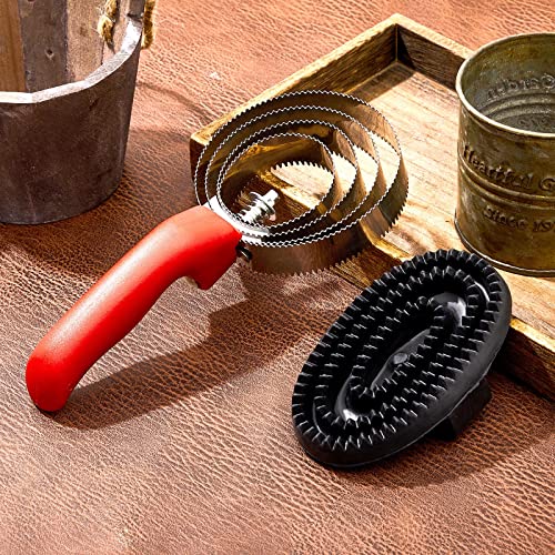 Reversible Stainless Steel Curry Comb with Large Rubber Brush for Grooming Horses, Dogs, Goats, Cattle, Cow, Donkey Supplies - color: Red